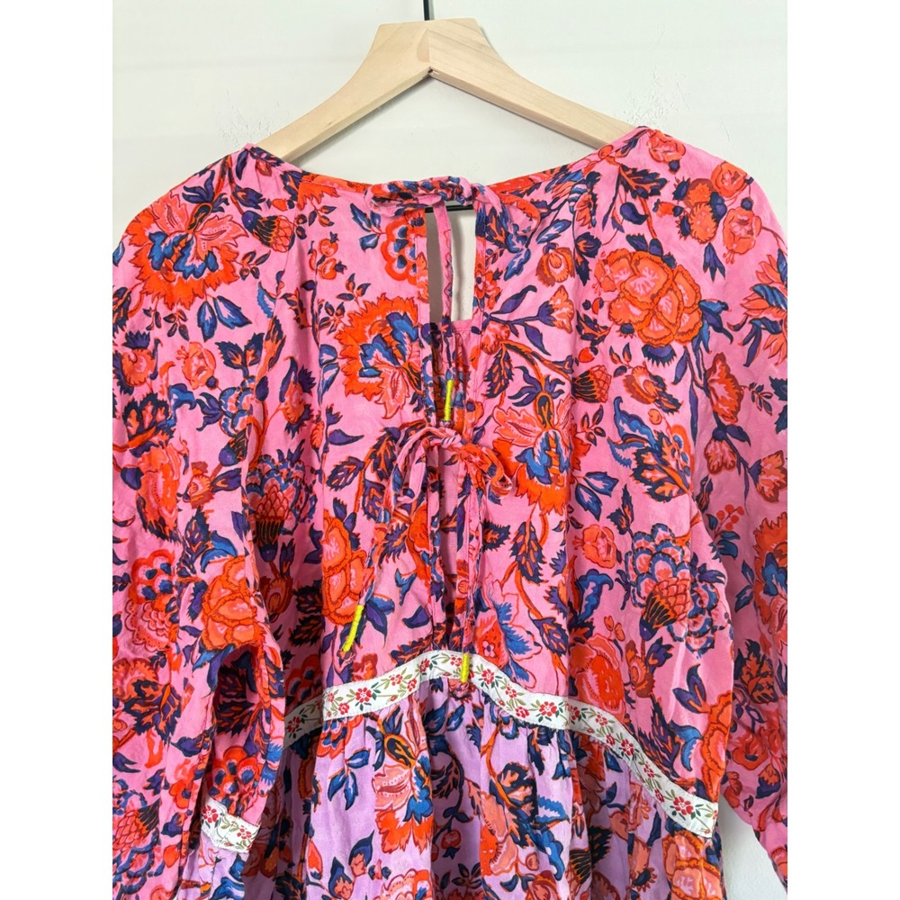 Anthropologie Floral Colorblock Tiered Dress Extra Large - Picture 4 of 9